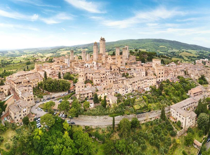 Aerial view of San Gimignano in Tuscany, Italy