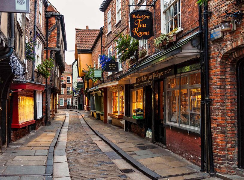 The Shambles with timber framed shops in York, England