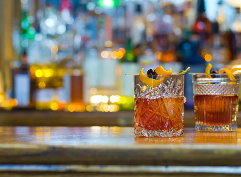 &nbsp;Mixed cocktails on a bar, Billings, Montana, USA