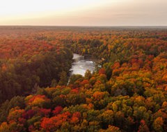 Usa Fall Colors Trees River Waterfall Leaves Red Gold Yellow